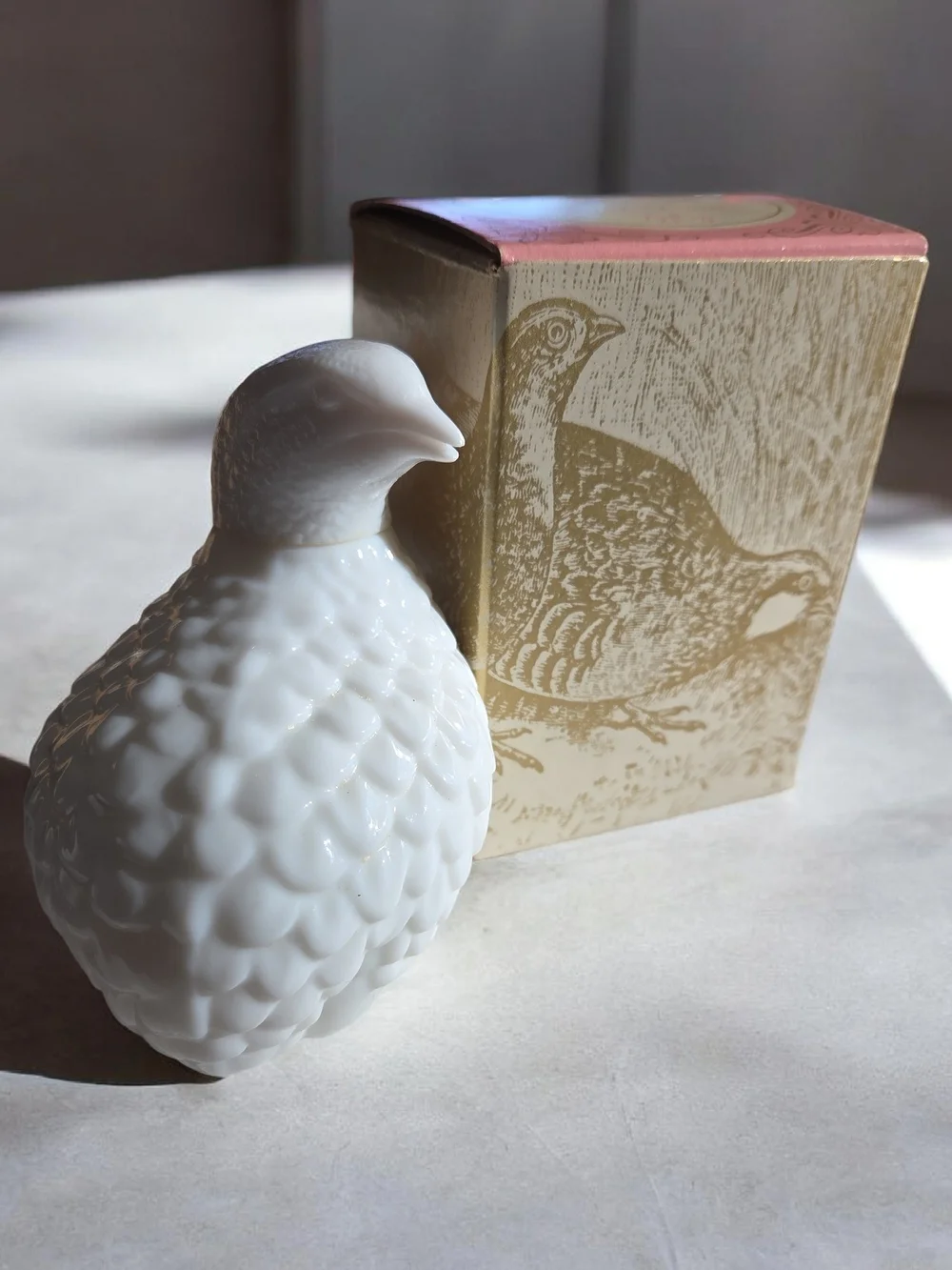 Vintage Avon The Partridge With Original Box - Milk Glass